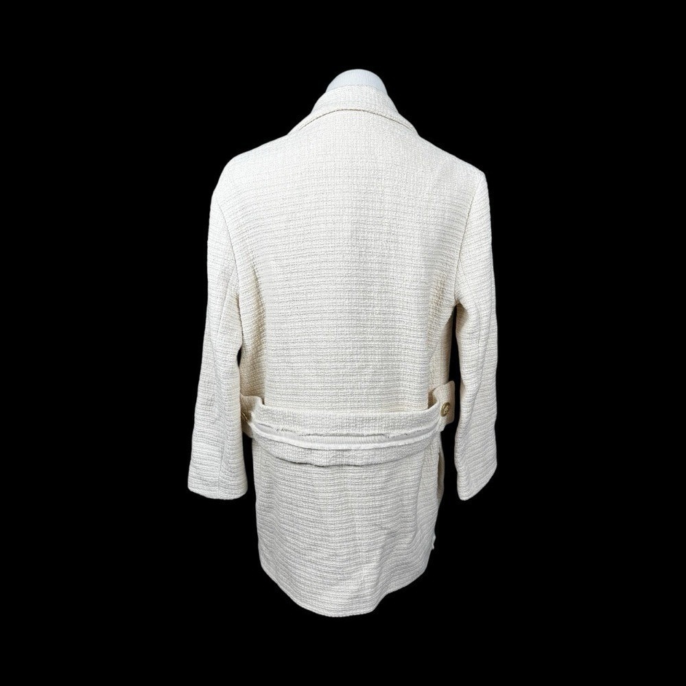NWT Maje Women Tweed Blazer S Ivory Classic Fringe Career Old Money Scandigirl - Picture 2 of 10
